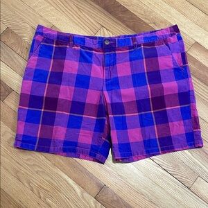Merona Womens Square Plaid Bermuda‎ Shorts Size 18 Twee Casual Colorful Feminine